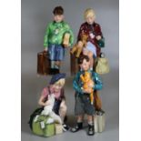 Set of four Royal Doulton bone china figurines; 'The Evacuee Children' to include; 'The Boy & girl