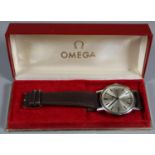 Omega steel gentleman's wristwatch with satin face having baton numerals and date aperture on