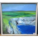 Neil Canning ARBA (British born 1960, modern St Ives School), 'White Cliffs', oils on canvas, 45 x