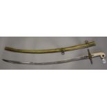 19th Century British presentation sabre or Naval design marmeluke sword with etched blade, having VR