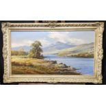 W McGregor (British school ,early 20th Century), 'Scene on Tal-y-Llyn', Welsh landscape, Lake Tal