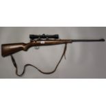 A Brno .22 calibre Czechoslovakian bolt action rifle, model II, having 23.5" barrel, semi-pistol