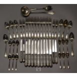 Collection of continental and other silver flatware, some with stainless steel blades, marked 800,