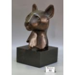 After M Purcell, patinated bronze study of an Egyptian style cat's head, a limited edition no 3/