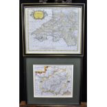 Two original maps of Wales, Robert Morden 'South Wales' and Saxton & Kip 'Caermardi' (Carmarthen),