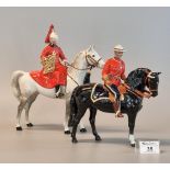 Beswick Royal Canadian mounted police 'Mountie', together with a military figure on dapple grey