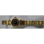 Cartier 18ct gold ladies automatic bracelet wristwatch with black diamond set face, diamond set