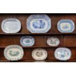 Collection of 19th Century Welsh and other pottery transfer printed meat and similar oval dishes