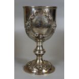 Victorian silver presentation chalice, 1861 Challenge Cup presented by Edward Lewis Esq.. Lord