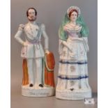 A companion pair of 19th Century Staffordshire pottery large portrait figures, 'Duke of Edinburgh'