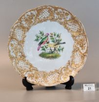 19th Century Meissen porcelain dish, the borders with relief flowers and foliage, the central area