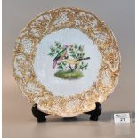 19th Century Meissen porcelain dish, the borders with relief flowers and foliage, the central area