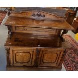 19th Century pollard oak buffet, the gallery top with moulded classical foliate decoration above a