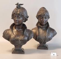 After Cesar Constantin Raimond Ceribelli (1841-1918), pair of 19th Century patinated bronze busts