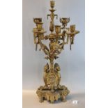 Early 19th Century ormolu bronze Empire design three branch candelabrum, overall of scrolled foliate