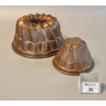 Two copper finish vintage jelly moulds. (2) (B.P. 21% + VAT)