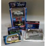 Collection of James Bond Diecast model vehicles to include Aston Martin DB5 and Rolls Royce 2-