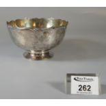 Early 20th Century silver Chinese export pedestal bowl with waved edge and initials, marked to the