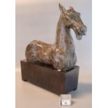 Modern sculptural study of a horse on ebonised base. 46cm high approx. (B.P. 21 + VAT)