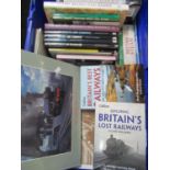 Box of railway and train related books to include: 'British Railways Steaming Through the