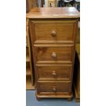 Modern natural pine tall chest of four drawers. 49cm wide approx. (B.P. 21% + VAT)