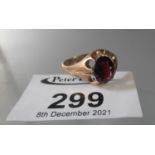 9ct gold garnet ring. Ring size U. Approx weight 2.83 grams. (B.P. 21% + VAT)