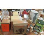 Two trays of assorted items to include; six boxes of Royal Doulton crystal pairs of glasses;