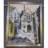 Bolan (mid 20th Century, British school), street scene of medieval properties, signed and dated '68,