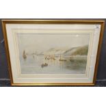 P Schenk (Late 19th/early 20th Century), 'A Summer evening Mumbles', signed, watercolours. 32 x 50cm