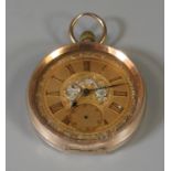 9ct gold open faced pocket watch, outer case 9ct gold only. (B.P. 21% + VAT)