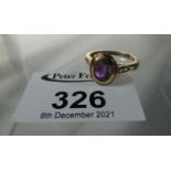 9ct gold dress ring set with an oval amethyst. Ring size O. Approx weight 3.1 grams. (B.P. 21% +
