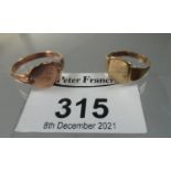 Two 9ct gold signet rings. Ring size K&1/2 and P&1/2. Approx weight 3.75 grams. (B.P. 21% + VAT)