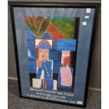 Framed exhibition poster 'Hockney Paints the Stage' Hayward Gallery, 1st August - 29th September