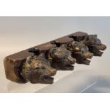 Bavarian carved wooden pipe rack with carved Bear's head mounts. (B.P. 21% + VAT)