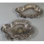 A pair of Walker & Hall Rococo design bon-bon dishes, 4 troy ozs approx. (B.P. 21% + VAT)