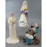 Three Royal Doulton bone china figurines to include Charity HN3057 with certificate of authenticity,