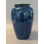 Denby ware blue glazed vase of baluster form. 26cm high approx. Impressed marks to the base. (B.P.