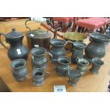 Box of metalware to include; pewter tankard, small copper kettle with a china handle, copper and