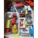 Box of mainly play worn diecast model vehicles to include; Dinky toys Hudson Sedan, Dinky