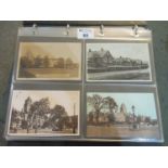 Postcards collection in two black albums; topographical, actresses, military etc; 240 cards with