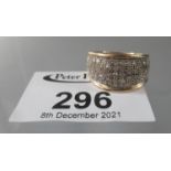 9ct gold multi diamond set ring. Ring size M&1/2. Approx weight 4.8 grams. (B.P. 21% + VAT)