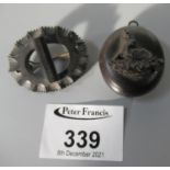 Victorian Vulcanite locket and brooch. (B.P. 21% + VAT)