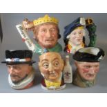 Collection of Royal Doulton character jugs to include Beefeater, King John, Bonnie Prince Charlie,