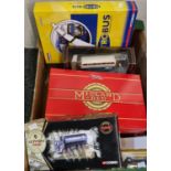 Box of assorted Diecast model vehicles to include Britain's 1:32 scale Land Rover Defender pick