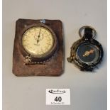 Bunhart plated metal stopwatch with leather belt mount, together with a British First World War