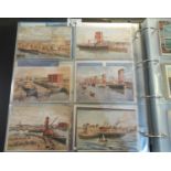 Postcards collection of British cards in three large albums; topographical, ships and planes.