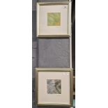 Debby Kirby (20th century), abstract sturdies, a pair., Acrylic or mixed media. Signed in pencil.