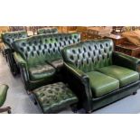 A Thomas Lloyd leather button backed five piece lounge suite comprising; two seater sofa, three