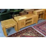 Modern ash and elm square coffee table, 60 x 60cm approx. Together with a companion similar low