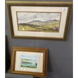 Welsh school, Pembrokeshire landscape, watercolours. Together with a coloured print of